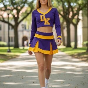 Dolls Kill Purple and Yellow Pleated Cheer costume